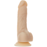 Posuwisto-rotujące dildo z przyssawką, wibrator do waginy i anusa, Platinum Cured Silicon, kolor czarny, 17,8 cm / 12 cm wkładane, rozmiar średni