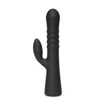 Czarny wibrator z króliczkiem z funkcją nabrzmiewania 23 cm wodoodporny IPX7 silikon