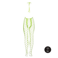Fluorescencyjny, świecący w ciemnosci siateczkowy kostium z dekoltem typu halter, neonowa zieleń rozmiar XS/XL