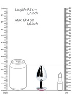 Korek analny Butt Plug srebrny rozmiar L 4 cm z kryształem serduszkiem