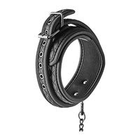 Elegancka elastyczna obroża na szyję z neoprenu pikowanego we wzór diamentów łączonego z metalową smyczą seria DIAMOND BDSM
