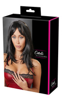 Szalona brunetka – długa peruka w stylu blunt bangs, długość 50 cm, poliester, kolor: brunetka