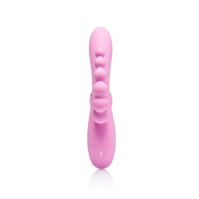 Potrójny pieszczoch – wibrator typu combo – trzy końcówki: wibrator do punktu G + powietrzny stymulator łechtaczki + dildo analne