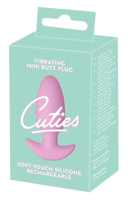 Wibrujący pieszczoch analny Cuties. Gładki, o zmiennej grubości, , kolor różowy, silikon