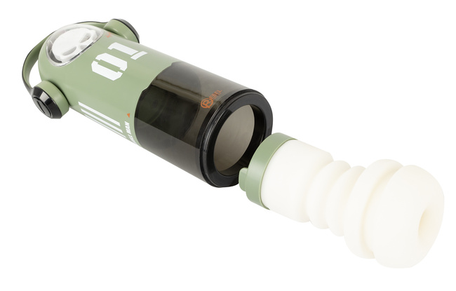 Duży masturbator 3w1 z wibracjami, ruchem posuwistym, z grzaniem i świecącą czaszką