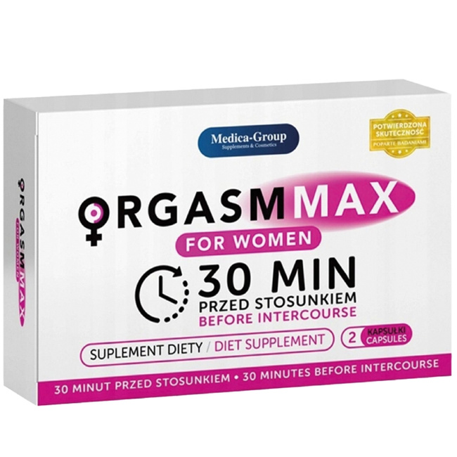 Tabletki Orgasm Max na libido u kobiet, lepszy orgazm, wrażliwości na pieszczoty, 2 kapsułki