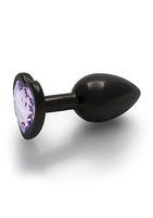 Czarny metalowy korek analny Butt Plug rozmiar S 2,7 cm z kryształem serduszkiem
