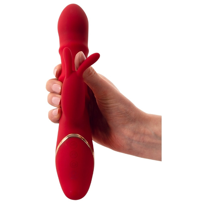 Wibrator z wirującą spiralą rozkoszy i króliczkiem do łechtaczki, bardzo silne wibracje, 23,7 cm, silikon 