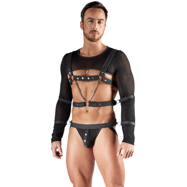 3-częściowy zestaw do soft bondage. Crop top + uprząż na piersi + jock SVEN