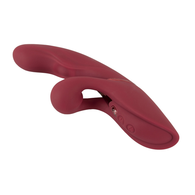 Rubinowe rozkosznik – wibrator z królikiem w kształcie kulki i punktowym pulsatorem do stymulowania pochwy, 3 silniki, silikon, długość 22,3 cm, wkładane 12,80 cm