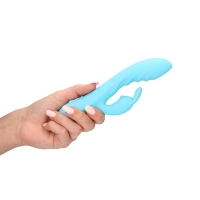Wibrator fałdowany do punktu G, z królikiem z długimi uszami, płynny silikon, 2 silniki, 21 cm