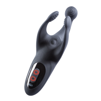 Anioł rozkoszy - wibrujący trzykońcówkowy stymulator penisa i jąder, masturbator, 2 silniki, silikon, wodoodporny IPX7