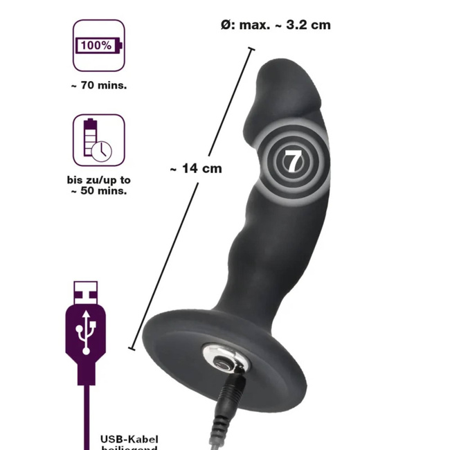 Wibrujący korek analny 14cm o:3,2cm USB