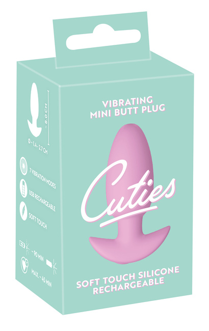 Wibrujący pieszczoch analny Cuties. Gładki, o zmiennej grubości, , kolor różowy, silikon
