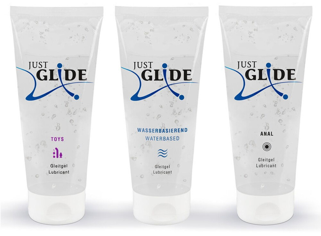 Just Glide – zestaw 3 lubrykantów wodnych 3x200 ml (Classic, Anal, Toylube)
