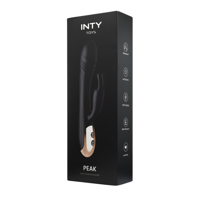 Mocny, czarny wibrator z królikiem z dwoma wypustkami w kształcie uszu królika, IPX6, dł. 20 cm