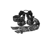 Satynowe zdobione elegancką koronką pasy do wiązania do łóżka BDSM