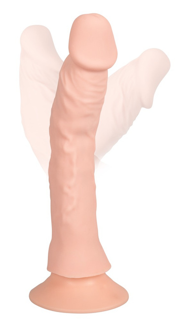 Giętki, anatomiczny wibrator na stelażu do modelowania, z ruchoma skórką i przyssawką, na pilota