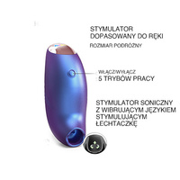 Francuski pocałunek 1 - luksusowy soniczny stymulator łechtaczki z języczkiem, kolor opalizującego granatu, HiTech, silikonowy + gra erotyczna w pakiecie