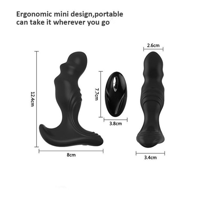 Tylne wejście - specjalnie profilowany silikonowy masażer prostaty z wygięta główka i fałdowaną powierzchnią na pilota