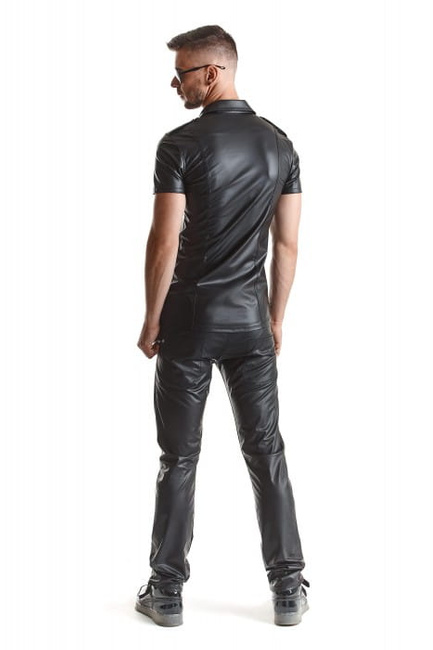 Koszula z krótkim rękawem z ekoskóry