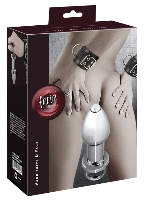 Zestaw bondage - kajdanki z korkiem analnym