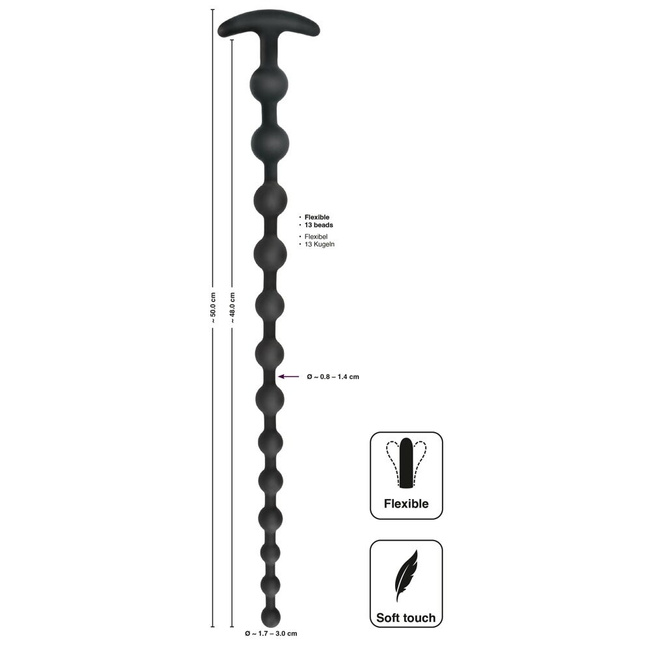 Kulki analne, czyli kulkowe dildo analne o długości 50 cm, Ø 1,4 cm