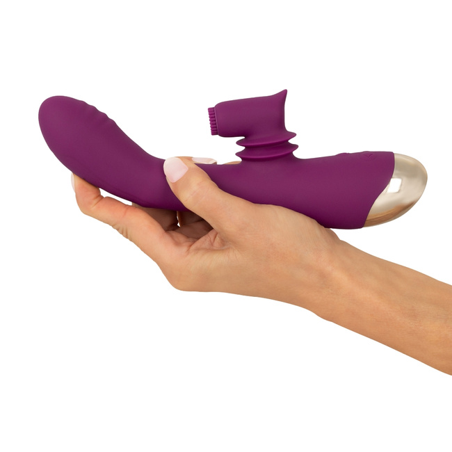 Purpurowy spryciarz – Silny wibrator z wahadłowym stymulatorem łechtaczki z delikatną szczoteczką