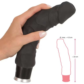 Czarny elastyczny wibrator z cyberskóry 23 cm