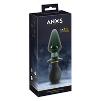 Dwukońcówkowy wibrujący korek analny butt plug szklano-silikonowy