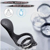 Wibrator nakładkowy, podwójny ring erekcyjny na penisa, silikon