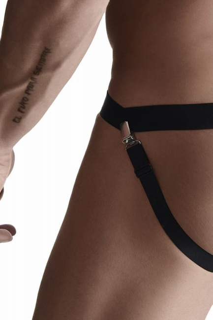 Czarne stringi (jockstrap) z regulowanym zapięciem