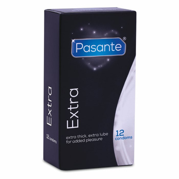Prezerwatywy  Pasante Extra 12 szt-dodatkowy lubrykant 18cm/52mm