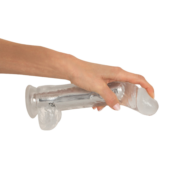 Realistyczne dildo wibrator z silną przyssawką, 24,5 cm / 19 cm wkładane, kolor przeźroczysty