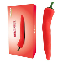 Ogrodek rozkoszy – smukły wibrator papryka, 10 wibracji, 16,3 cm, Ø28 mm, silikon,  wodoodporny IPX5
