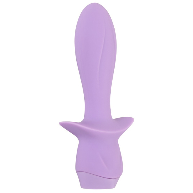 Liliowy pieszczoch - mini wibrator waginalny i analny, z kotwicą, świecący kryształ, 13,6 cm, Cuties 4 generacji