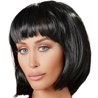 Wamp brunetka –peruka z fryzurą typu bob z klasyczną grzywką, dł. 28 cm, poliester, kolor: brunetka