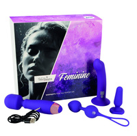 Zestaw startowy dla kobiet , 4 elementy: masażer z wibracjami, plug anal, kulki waginalne i dildo z przyssawką