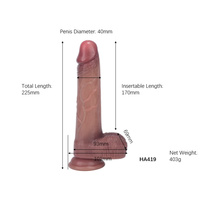 Super realistyczne dildo dwuwarstwowe, silna przyssawka, naturalne w dotyku, 22,5 cm, silikon