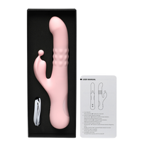 Wibrator wahadłowy z pierścieniem koralików i królikiem z łezką, wodoodporny IPX7, dł. 24 cm