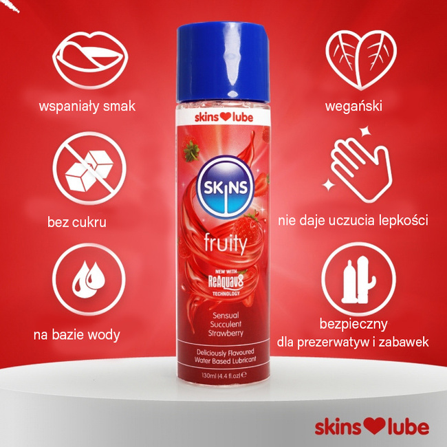 Jadalny żel ZMYSŁOWA TRUSKAWKA, do seksu oralnego, waginalnego i analnego, naturalne aromaty, na bazie wody, 130 ml