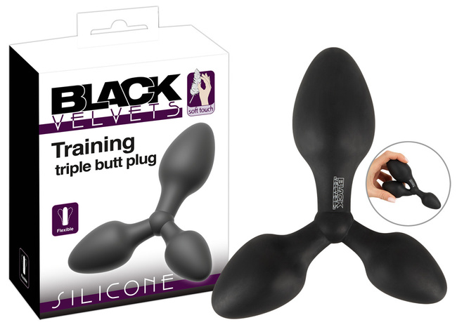 3w1 zestaw – 3 połączone korki analne Ø2,9 cm, Ø 3,4 cm i Ø 3,9 cm, bardzo elastyczne, silikon