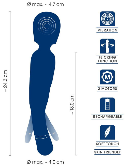 2w1 Dwustronna różdżka radości – różdżka wand i wibrator z języczkiem do punktu G i wnętrza pochwy