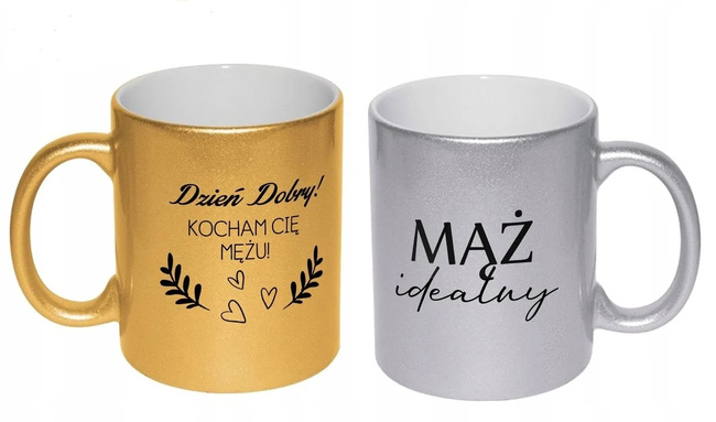 Zestaw 2 kubków porcelanowych żona idealna, maż idealny