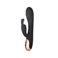 Mocny, czarny wibrator z królikiem z dwoma wypustkami w kształcie uszu królika, IPX6, dł. 20 cm