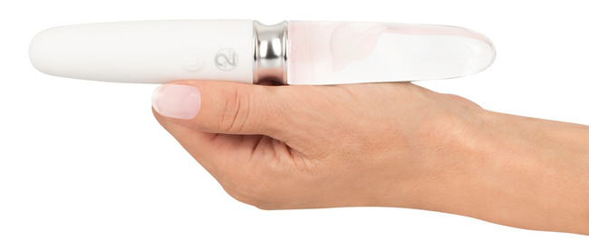 Hybrydowy, szklano-silikonowy wibrator z podświetleniem LED, prosty