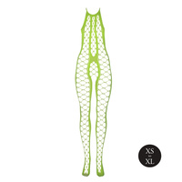 Fluorescencyjny, świecący w ciemnosci siateczkowy kostium z dekoltem typu halter, neonowa zieleń rozmiar XS/XL