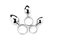 Zestaw 3 małych, metalowych plugów analnych z pierścieniem