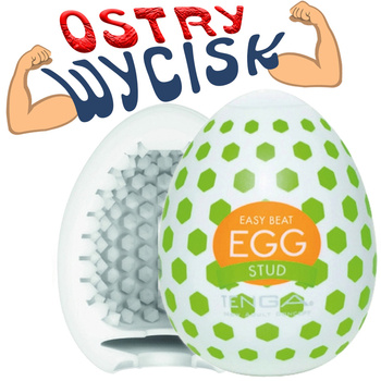 Ostry wycisk - masturbator jajko Tenga EGG Stud o frezowaniu w kształcie ośmiokątnych wieżyczek, seria Wonder (REGULAR)