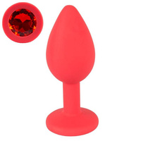 Mały korek analny z kryształkiem, silikon, 7,2 cm, Ø 2,7 cm, rozmiar S
